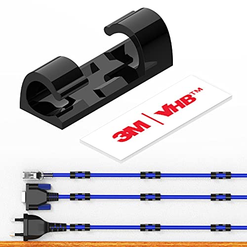 Cable Clips con Adherente Fuerte, Organizadores de Cable XIAOXI para Cables en Auto, Casa y Oficina - 20 Piezas (Negro) miniatura 1
