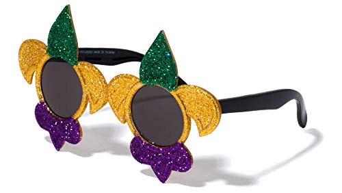 Party Glitter Mardi Gras Fleur De Lis Round Sunglasses