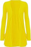 SXME MIGHT SAY Women's Casual Pocket Cardigan, Long Sleeve, Open Front, Waterfall Mid-Length, UK Plus Size (UK, Numeric, 8, 26, Regular, Regular, XXL (20-22), Yellow)