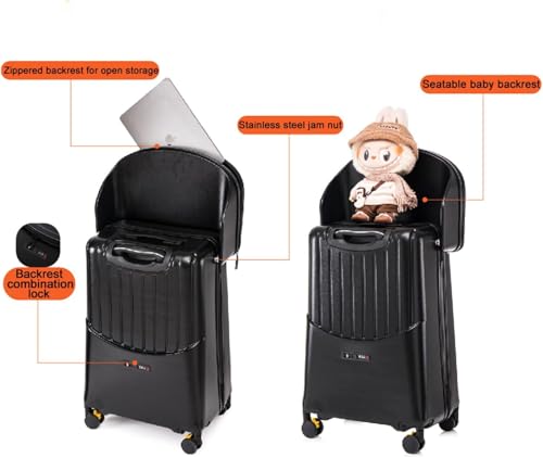 22 Inch Ride on Suitcase Carry on Luggage with Storable Seat for Kids Lightweight Rolling Luggages Expandable Suitcases with Spinner Wheels4