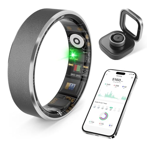 prxxhri Smart Ring Health Tracker， Sleep/Exercise Monitoring, iOS/Android, IP68 Waterproof,