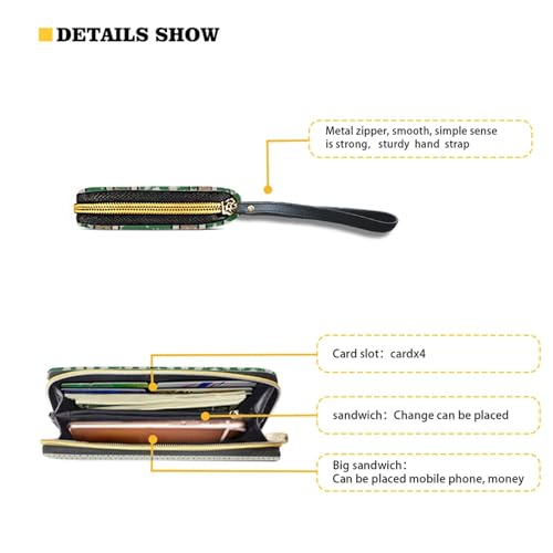 Green Stripe Pattern Womens Wallet RFID Blocking Zip Around Clutch Large Capacity Leather Multi Card Slot Purse Wristlet Strap Gifts for St.Patrick's Day4