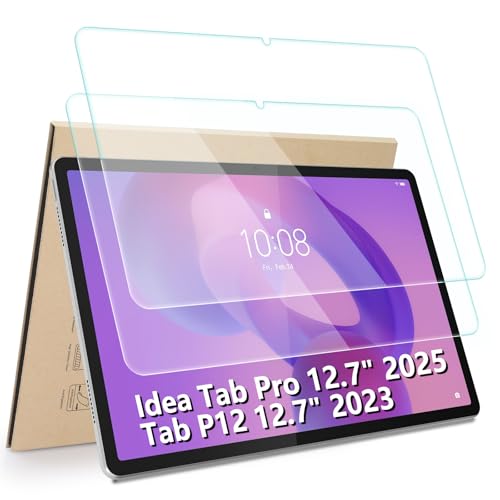 Hianjoo [2-Pack Screen Protector Compatible with Lenovo Idea Tab Pro 2025 / Yoga Tab Plus 2025/ Tab P12 2023 (12.7-Inch), [HD Clarity] [9 Hardness] Scratch Resistant Tempered Glass