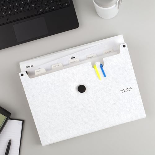 Five Star Organizador de arquivos expansível, organizador de arquivos sanfonado com 6 bolsos, fecho