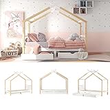 Merax Kids Single Bed Frames Toddler Beds Storage 3FT Single Bed with Storage Solid Pine Wood House Tree Canopy Bed for Children Girls and Boys(Wood) - Image 3