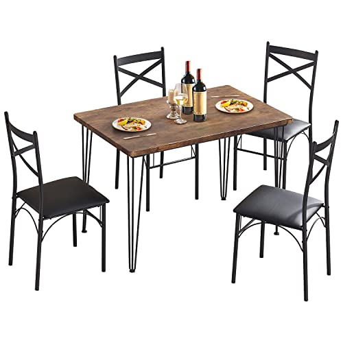 VECELO Dining Table Set for 4, Kitchen Table Set with