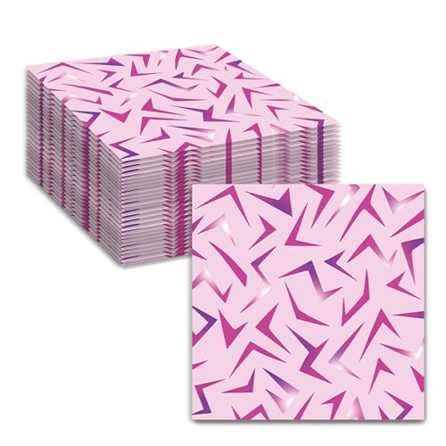 BSITSSS Lot de 40 Serviettes en Papier 33 x 33 cm, Éclair Serviette de Table, 2 Plis Violet et Rose Serviette en Papier Motif Éclair pour Mariage...