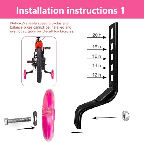 Image of DDJKCZ Training Wheels Flash Mute Wheel Bicycle Compatible for Bikes of 12 14 16 18 20 Inch