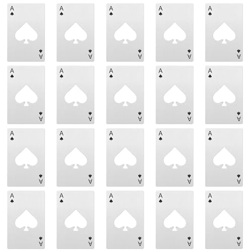 Lmaytech Ace of Spades Poker Bottle Openers - 50Pcs Stainless Steel Credit Card Size Beer Cap Openers, Wedding Party Favors, Groomsmen Bridesmaid Gifts, Bulk Casino & Birthday Supplies (Silver)