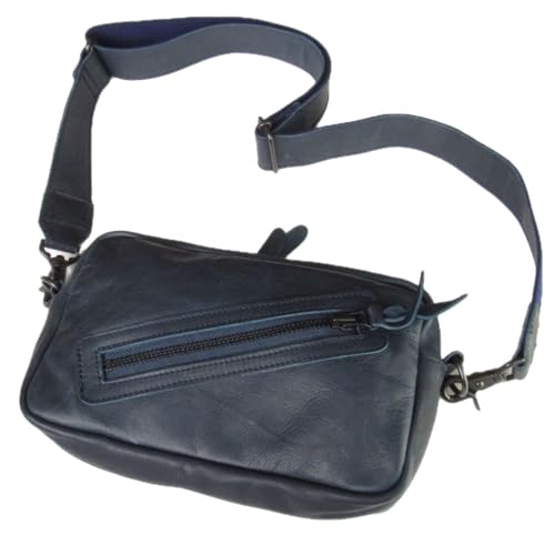 馬革 スリムショルダーバッグ ネイビー