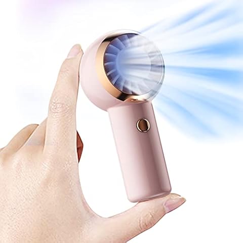 XiaoMuTongABC Mini Handheld Fan Rechargeable, Portable Personal Pocket Fan, 800mAh USB Cooling Fan with 3 Speed Settings for Women, Kids, Home, School, Office, Summer, Low Noise, Last 4-8H (Pink) Cover