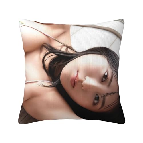 福井梨莉華 29 枕カバー抱き枕カバーファッション45 x 45 cm部屋装飾両面正方形の部屋プレゼントルーム装飾車隠しファスナー クッション 18x18in