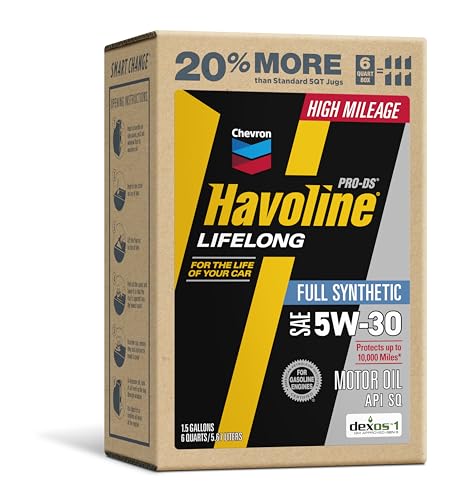 Havoline Motor Oil 5w30 PRO-DS Lifelong Full Synthetic Smart Change Engine Oil, 5W-30, 6 Quarts, Pack of 1