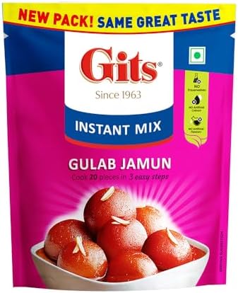 Gits Instant Gulab Jamun Dessert Mix, Makes 20 per Pack, Pure Veg, Delicious Indian Dessert and Mithai, 100g