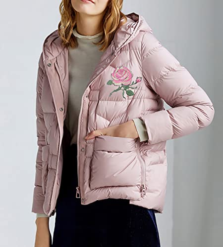 4 Pcs Pink Rose Flowers Delicate Embroidered Patches,Iron On Patches, Sew On Applique Patch Cool Patches For Women, Girls, Kids #TOP4