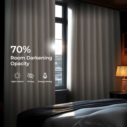 Image of HPD Half Price Drapes Grommet Linen Curtains 96 Inches Long Room Darkening Curtains for Bedroom & Living Room (1 Panel), 50W x 96L, Birch