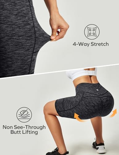 Ewedoos Biker Shorts Women Tummy Control Workout Shorts with 3 Pockets High Waisted Compression Gym Running Yoga Shorts Women