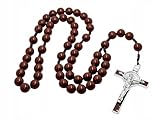 Art Sacrum Großer Rosenkranz aus Kunststoff Braun mit Benediktus-Kreuz – 16-mm-Perlen – 52 cm Länge – 1945BR