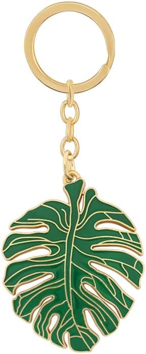 Fuqimanman2020 Monstera Plant Keychains - Cute Tropical Leaf Enamel Keychain Plant Lover Gifts for Car Keys or Bag Charm
