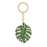 Fuqimanman2020 Monstera Plant Keychains Cute Tropical Plant Leaf Enamel Keychain Plant Lover Gifts Car Keys Bag Charm-green