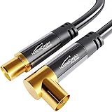 KabelDirekt – 5m Cable de Antena TV (75 Ohm, HDTV, Toma coaxial acodada 90° W a Conector coaxial Recto M, Cable coaxial, soporta HDTV, DVB-T2, DVB-C, DVB-S, para TV y Radio) Pro Series
