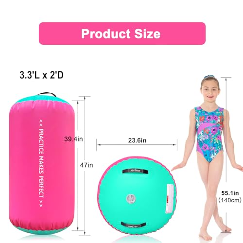 VOFiTNY All Purpose Gymnastics Mat 10ft Sturdy Inflatable Tumble Track with Air Roller for Home/Gym