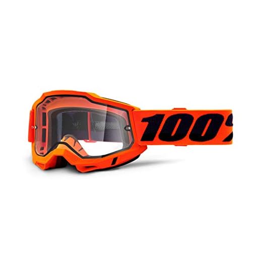 100% Accuri 2 Enduro Mountain Bike & Motocross Goggles - MX and MTB Racing Protective Eyewear (Orange - Clear Dual Lens)
