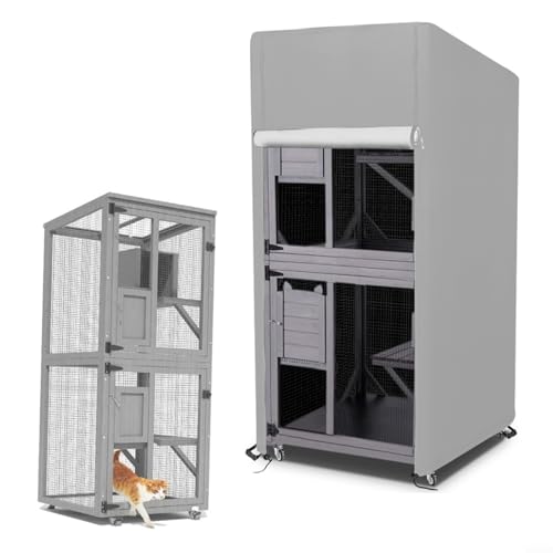Housse de niche imperméable bâche protection cage chien gris - 4