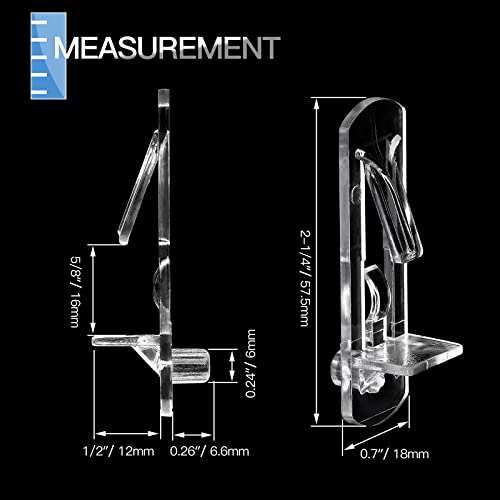 Jamiikury 10pcs Plastic Locking Shelf Pins, Cabinet Shelf Clips Plastic Shelf Holders Pegs, Clear Shelf Bracket, 6mm Peg x 5/8\" Thick Shelf