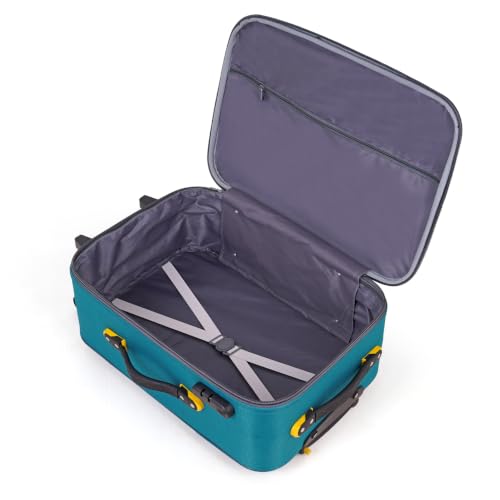 Image of Trolley Bag 20 Inch Cabin Size | Soft Shell Travel Suitcase with Reinforced Stitching Lightweight Fabric Luggage for Flight Cabin | Turqoise