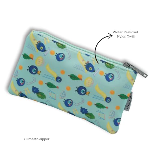 Image of VISMIINTREND Evil Eye Design Blue Flat Pouch - Stylish and Multi-Purpose for All Ages Boys & Girls | Large | Stationary Organizer | Pen Case | School | Kids | College | Students | Gifts