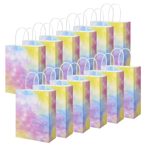 Papiertüten mit Henkel, 12 Stück Kindergeburtstag Geschenktüte...