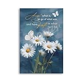 Accept What Is Let Go of What Was Daisies And Butterflie Christian Wall Art Poster Canvas Painting Posters And Prints Wall Art Pictures for Living Room Bedroom Decor 08x12inch(20x30cm) Unframe-style