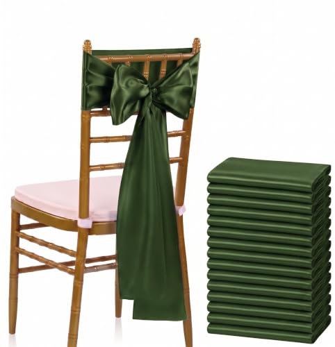 MDS® Pack of 100 Satin Chair Sashes for Wedding & Events – Olive Green