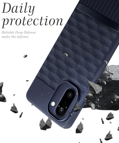 Image of WOW IMAGINE Back Cover for 1+ OnePlus 15R 5G 2025 with Hexa Cube Design | Ultra Slim Soft Rubberised Case | Inner Velvet Fabric | Silicone Flexible Mobile Case | Camera Protection - Blue