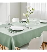 Poposa Rectangular Tablecloth Linen Texture Waterproof and Stain-Resistant Tablecloth, Kitchen Di...