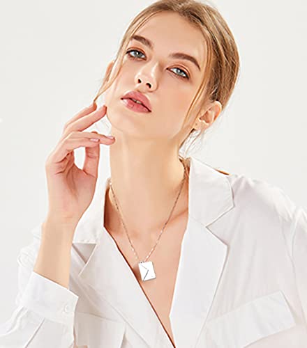 Custom Envelope Necklace For Couples, Personalized Actual Fingers Print Letter Pendant Memorial Necklace Love You Message Locket Necklace Gifts For Mother’s Day Thanksgiving Christmas (Silver Custom) #TOP4