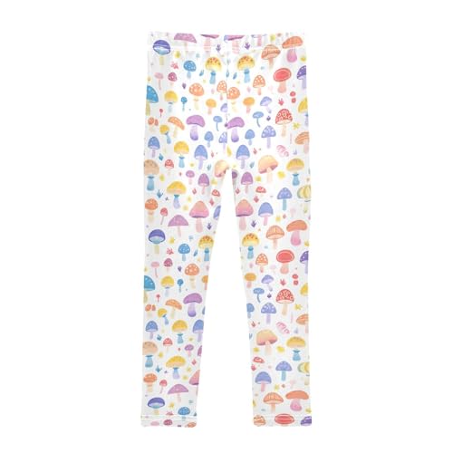 Trippy Mushrooms Rainbow Kids Girl's Basic Leggings Casual High Waisted Dance Pants Exercise2