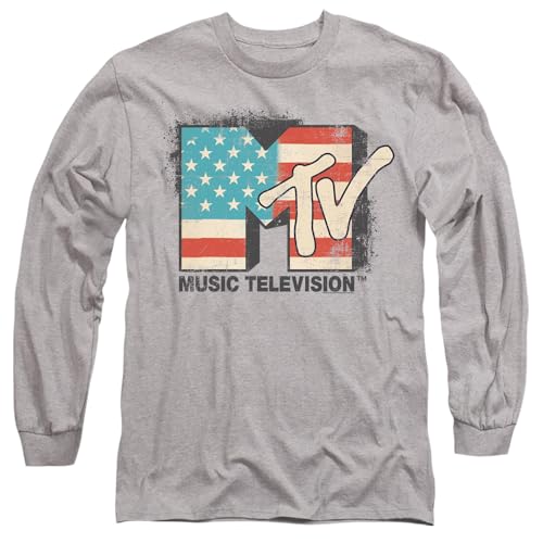 T-shirt MTV American Logo pour hommes et femmes en coton à manches longues