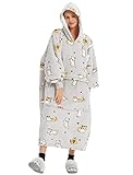 Sacebeleu Kuscheldecke mit Ärmeln,Oversized Weich Decke Hoodie Sweatshirt,Sherpa Kapuzenpullover für DamenHerren,Flauschige Flanell TV-Decke mit Ärmel,Tragbar Ganzkörperdecke,Grau Katze