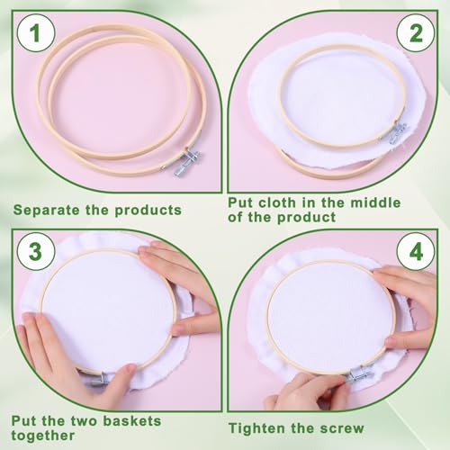 Image of simarro 2 Pieces Embroidery Hoops, 4 inch and 6 inch Round Embroidery Hoops Bamboo Round Cross Stitch Hoops, Adjustable Frame Hoop for Embroidery, Cross Stitch, Art Craft Sewing, and DIY Decoration
