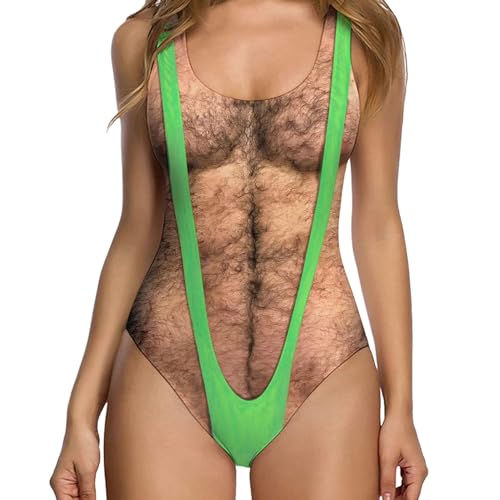 10pcs Maillot De Bain De Borat Femme Drole Swims De Maillot De Bain à Poitrine Velue DrôLe pour Femmes Bikini Organes ImpriméS Sexy