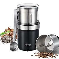 KYG Kaffeemühle Elektrisch mit Abnehmbarer Edelstahlbehälter, 300W Kaffeebohnenmühle elektrisch, Gewürzmühle mit 100g Füllmenge, für Kaffeebohnen, Kräuter, Nüsse, Körner, M200B – Ansicht 1