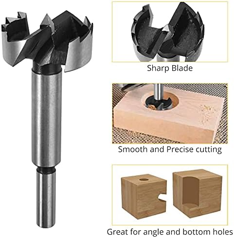 Wood Drilling Forstner Bit, AMTOVL 16-Piece High Carbon Steel Drill Bit Kit, 3/8-Inch Round Shank Drill Bit Set with Storage Case for Fast Cut Woodworking Furniture Door Drilling, 6.35-53.98mm