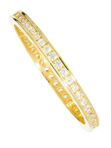 MyGold Mujer 8 k oro amarillo 8 quilates bala blanco Cubic Zirconia Cover