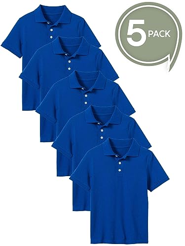 Image of Galaxy by Harvic Polo Shirt for Boys - 5 Pack School Uniform for Boys, Tagless Cotton Blend - Soft Comfortable Everyday Wear