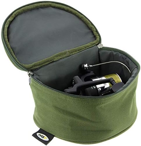 3 x Large Deluxe Zip Up Green Padded Reel Bag Cases For Carp Pike Sea Fishing with Grab/Carry Handle Holds Big Pit NGT