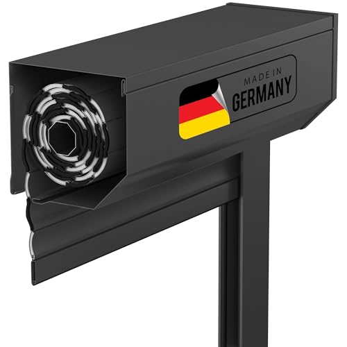 Rollwin Vorbaurollladen nachrüsten - Anthrazit ähnl. RAL 7016 KOMPLETTES SYSTEM - 170mm Aluminium Rolladenkasten Eckig mit Gurtwickler und Rolladenführungschienen DEUTSCHE Produktion zum Einbauen