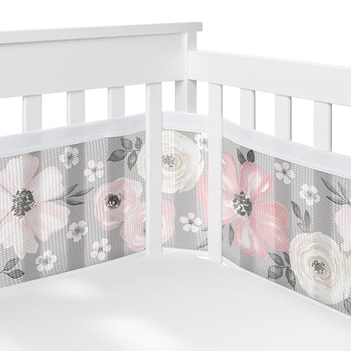 Sweet Jojo Grey Boho Floral Mesh Liner Set