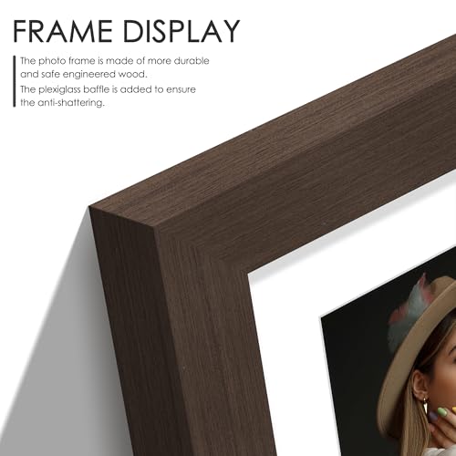 Image of DUENPY 8.5x11 Double 5x7 Picture Frame Double Picture Frame Displays Two 5x7 inch Photos Available Horizontal Wall Mounting Display and Vertical Walnut